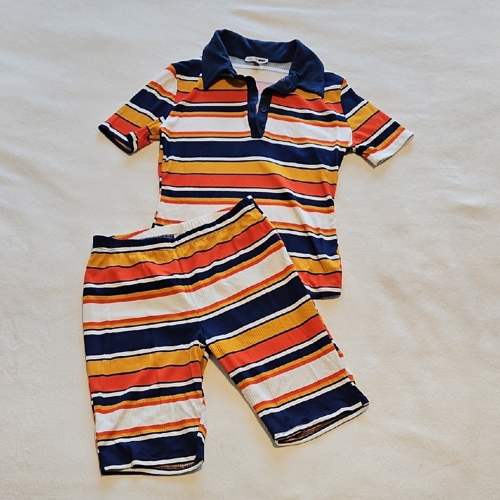 Striped Polo and Shorts Set